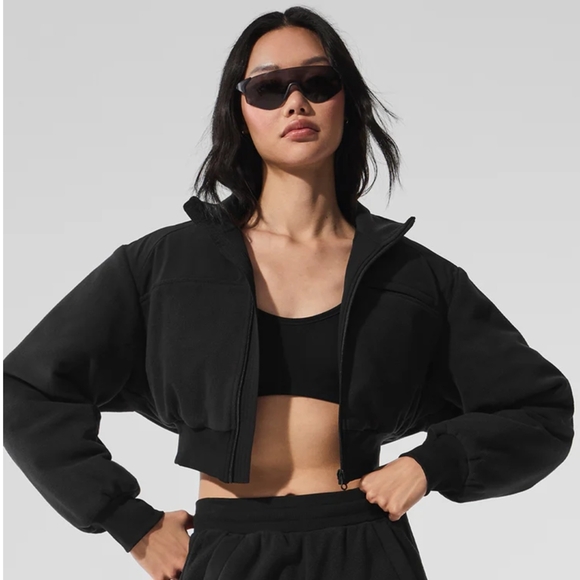 ALO Yoga Polar Fleece Cropped Wintry Mix Jacket - Picture 3 of 13